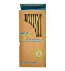 Agitadores Desechables Beige Eco Choice 40 Pz – Biodegradables