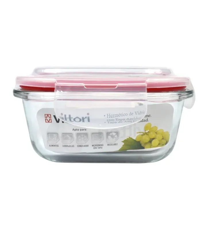 Hermético Cuadrado Vittori 3002R – 520 ml Antiderrame