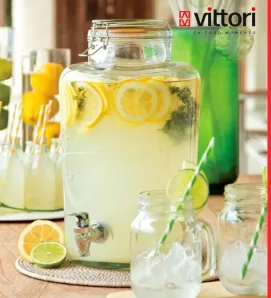 Dispensador Vittori 2811 – Vitrolero vidrio con tapa 8 L