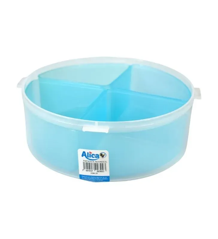 Porta Fácil A344-2RD – Contenedor Redondo 2 Lts. con 4 Divisiones