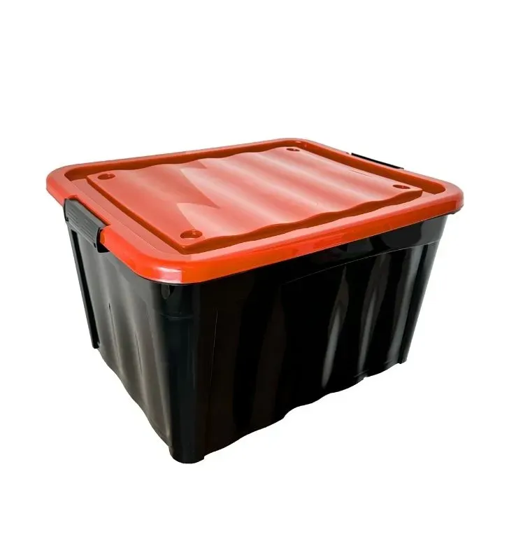 Caja Diego 95 L Negra con Tapa Colores, Broches y Ruedas – Europlast