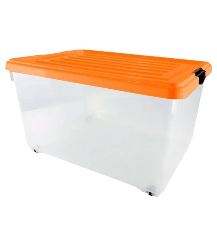 Caja Diego 30 L Natural con Tapa, Broches y Ruedas – Europlast