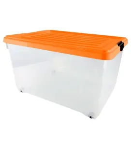 Caja Diego 30 L Natural con Tapa, Broches y Ruedas – Europlast