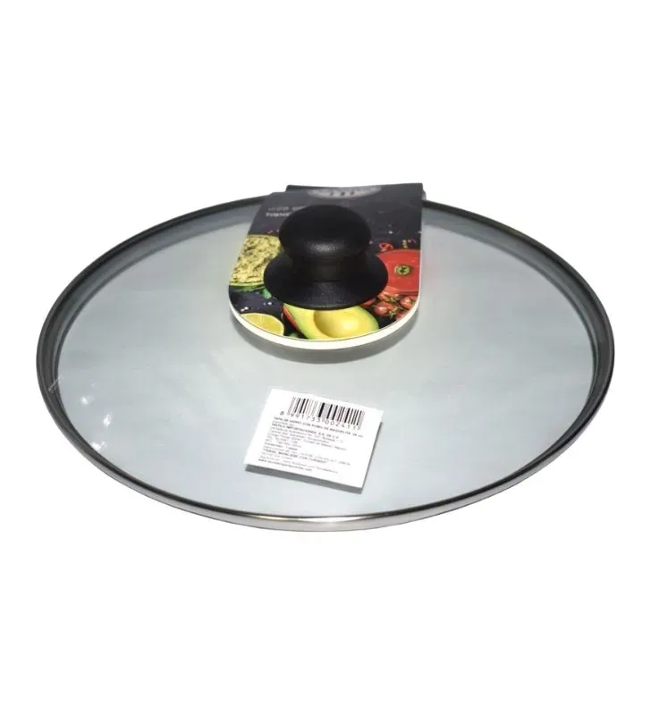 Tapa de Vidrio 28 cm TÁVOLA con Pomo Baquelita – Resistente y Funcional