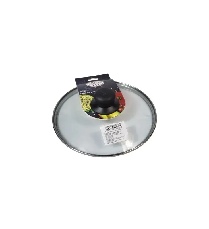 Tapa de Vidrio 22 cm TÁVOLA con Pomo de Baquelita – Resistente y Funcional