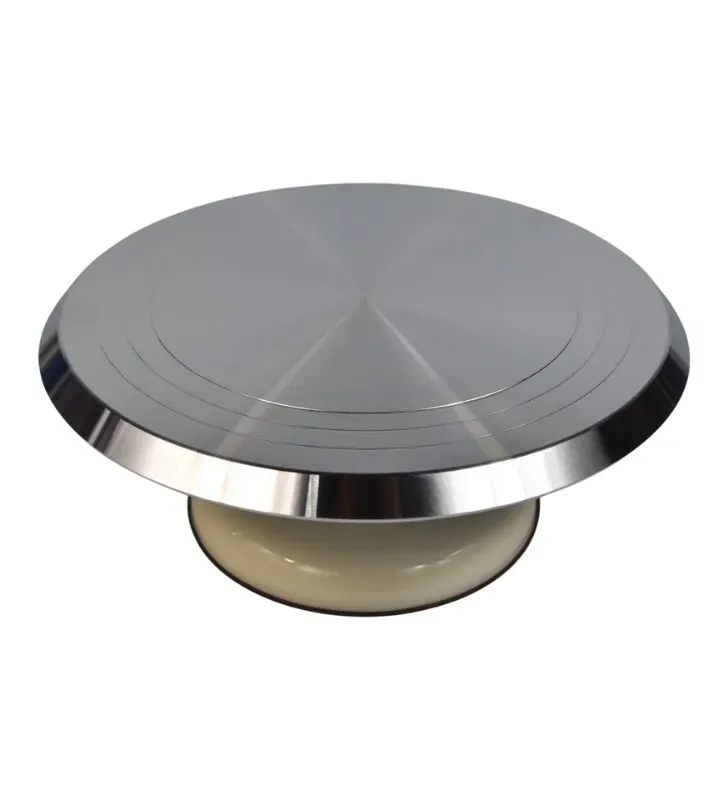 Base Pastelera Giratoria Cuisine Spot E118 – Acero Inoxidable / Blanco