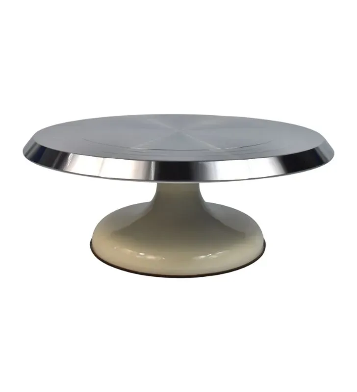 Base Pastelera Giratoria Cuisine Spot E118 – Acero Inoxidable / Blanco