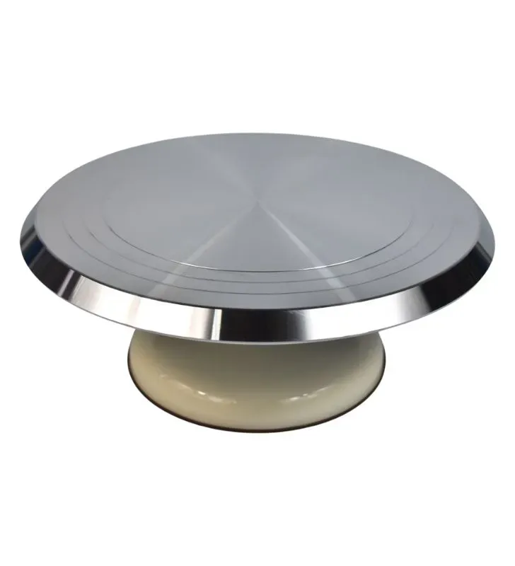 Base Pastelera Giratoria Cuisine Spot E118 – Acero Inoxidable / Blanco