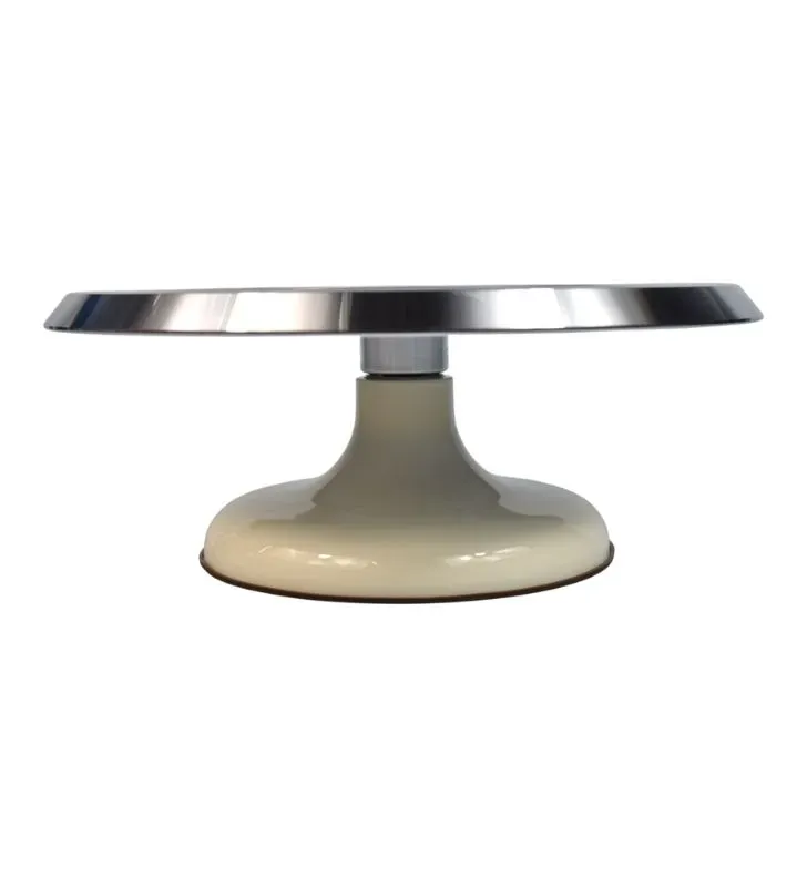 Base Pastelera Giratoria Cuisine Spot E118 – Acero Inoxidable / Blanco