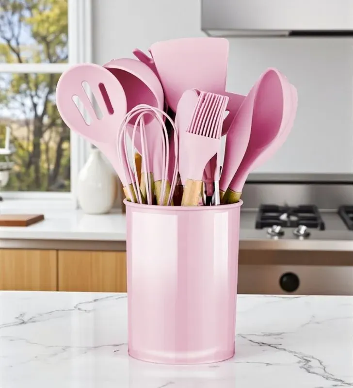 Juego 12 Utensilios Cuisine Spot AH00001-006/010 con Cubo de Almacenamiento