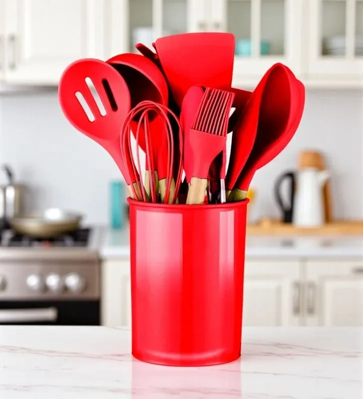 Juego 12 Utensilios Cuisine Spot AH00001-006/010 con Cubo de Almacenamiento