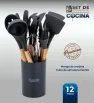 Juego 12 Utensilios Cuisine Spot AH00001-006/010 con Cubo de Almacenamiento