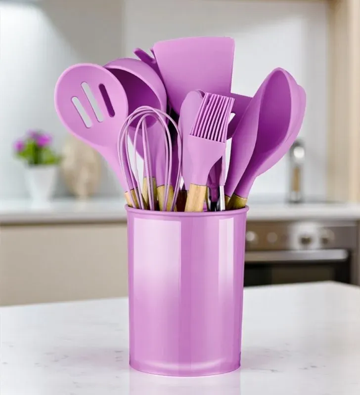 Juego 12 Utensilios Cuisine Spot AH00001-006/010 con Cubo de Almacenamiento