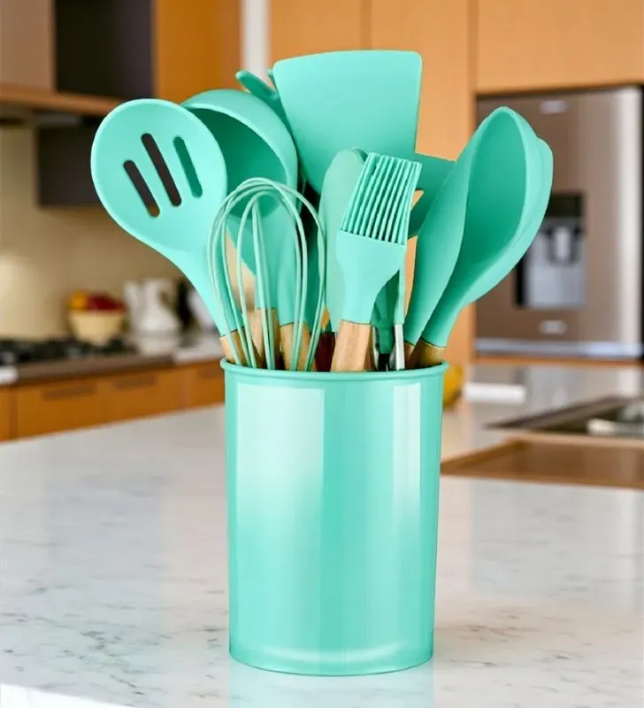 Juego 12 Utensilios Cuisine Spot AH00001-006/010 con Cubo de Almacenamiento