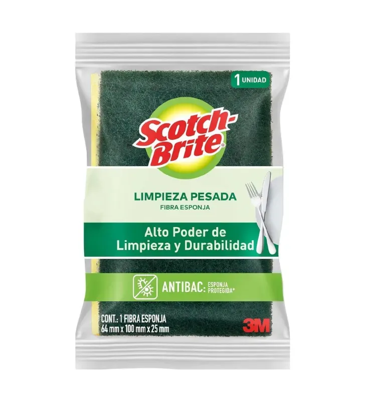 Fibra Esponja Mediana Scotch-Brite 3712-8 – Limpieza sin rayar