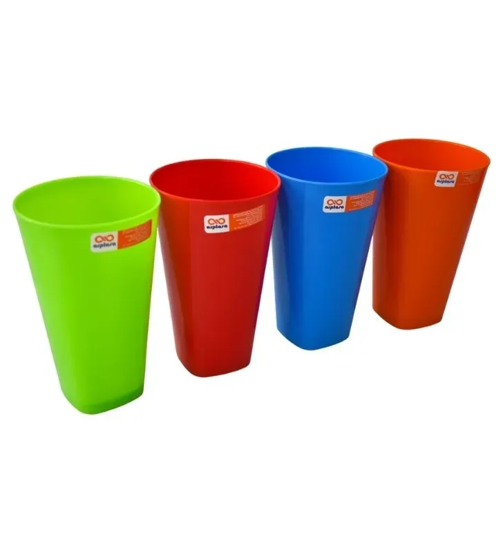 Vaso cuadrado grande Arplasa – 550 ml, colores surtidos