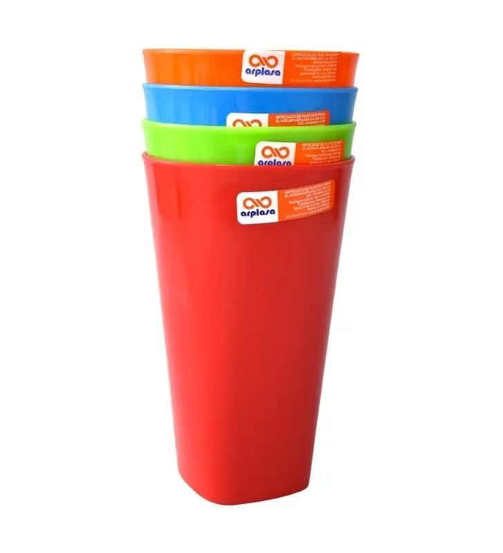 Vaso cuadrado grande Arplasa – 550 ml, colores surtidos