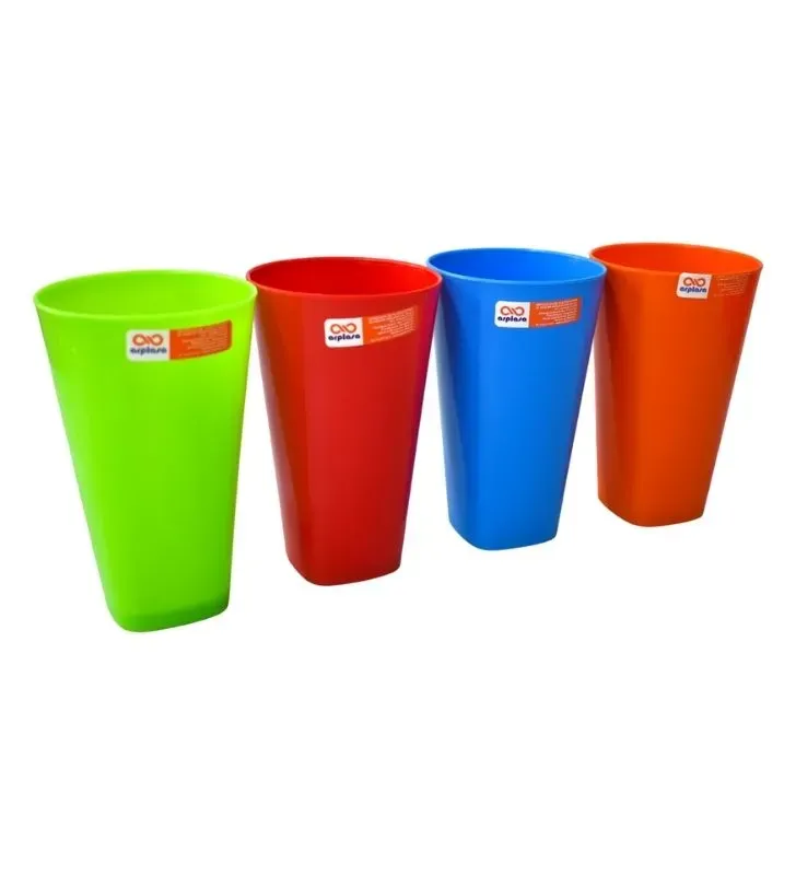 Vaso cuadrado grande Arplasa – 550 ml, colores surtidos