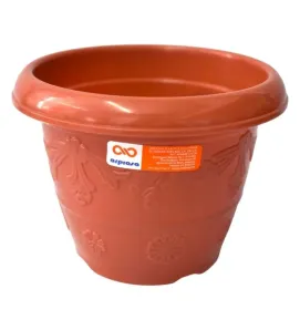 Maceta Flores No. 1 de barro Arplasa – Diseño grabado de flores