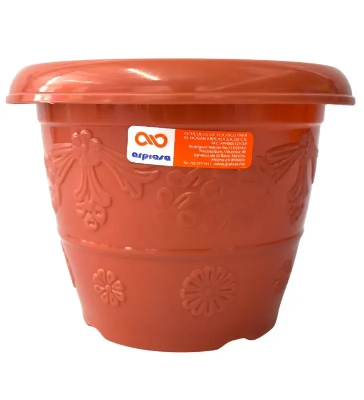 Maceta Flores No. 2 de plástico Arplasa – 1.5L, color café