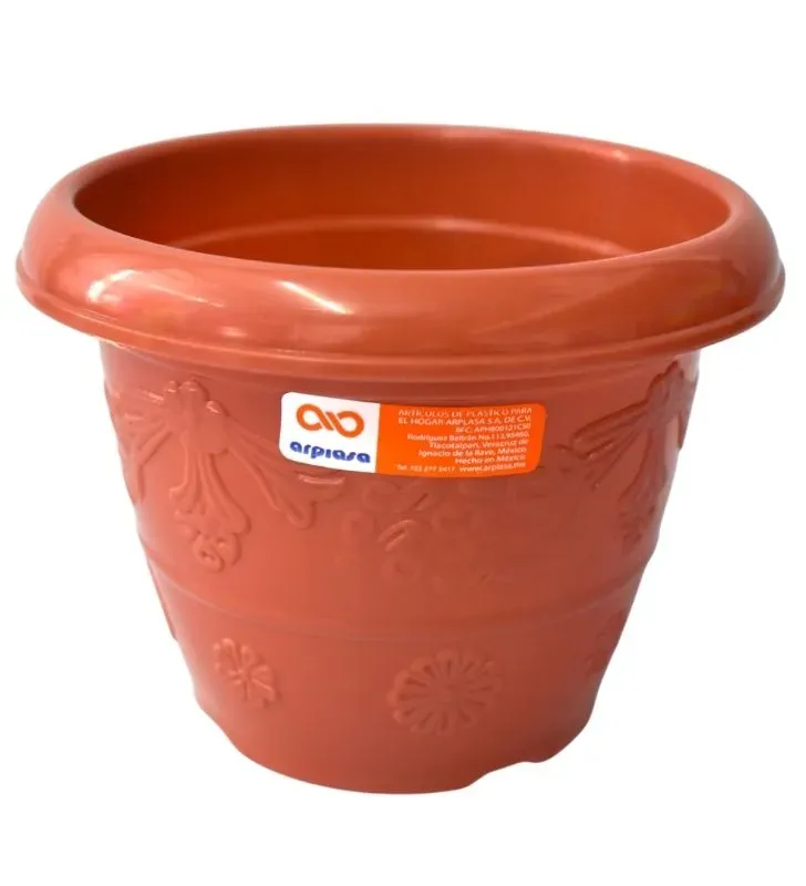 Maceta Flores No. 2 de plástico Arplasa – 1.5L, color café