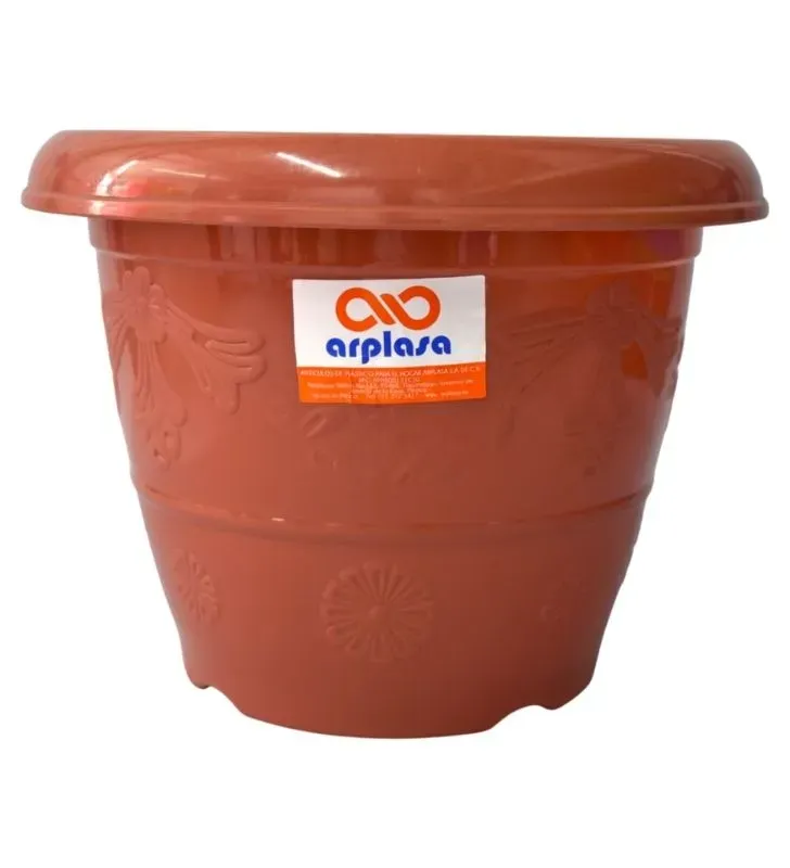 Maceta Flores No. 4 de plástico Arplasa – 8.5L, color café