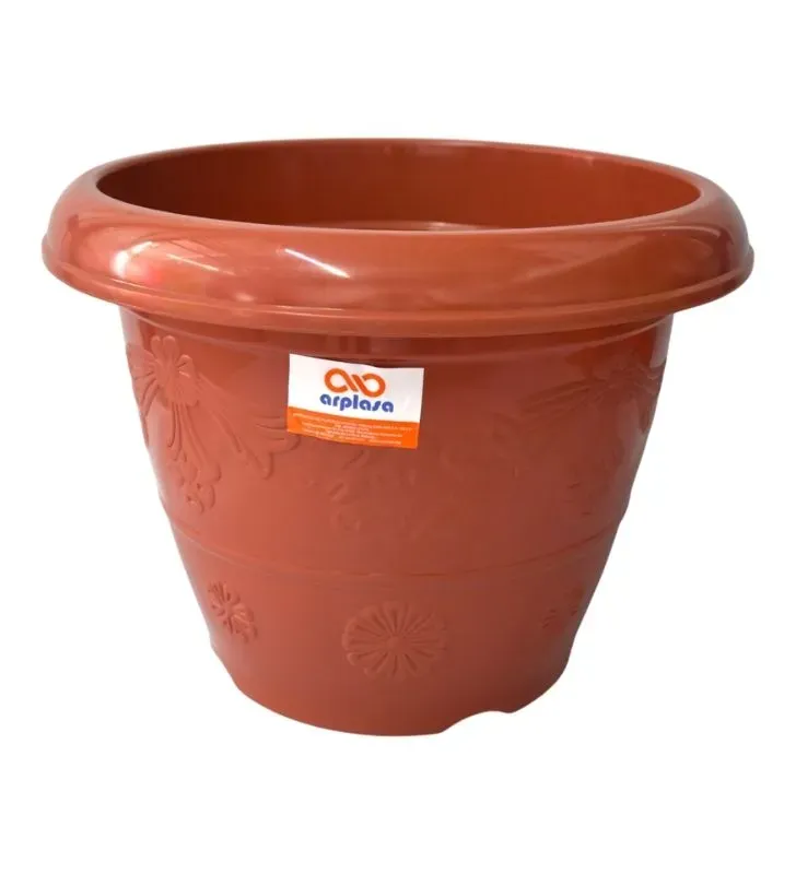 Maceta Flores No. 6 de plástico Arplasa – 10L, color terracota