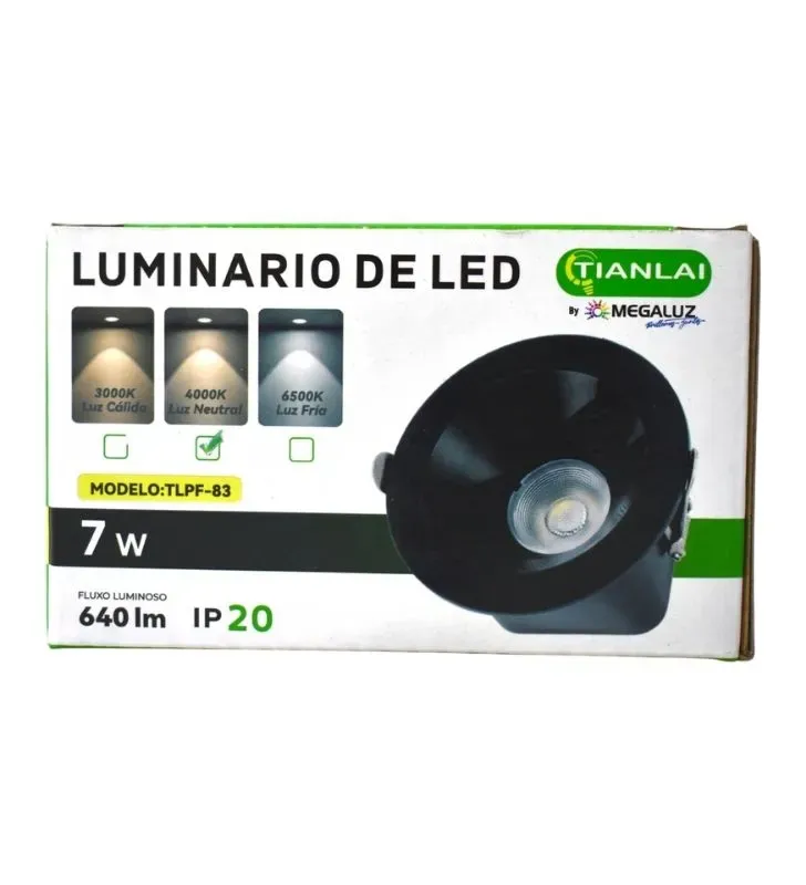 Luminaria LED Tianlai REW0702 – 7W Luz Neutra para Empotrar