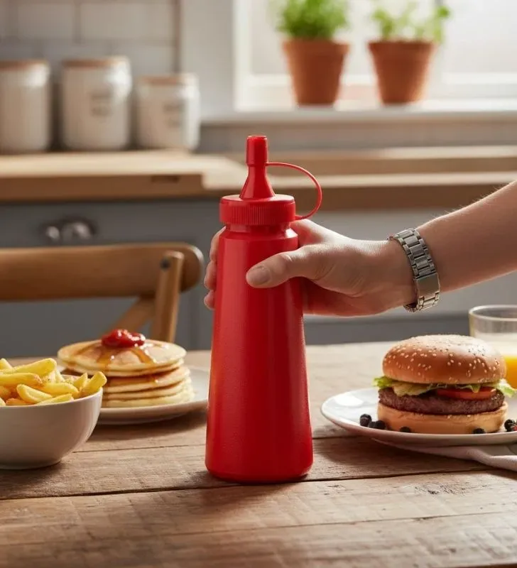 Catsupero 250 ml – Plástico Flexible con Tapa Mamila
